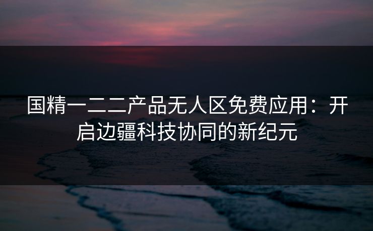 国精一二二产品无人区免费应用：开启边疆科技协同的新纪元