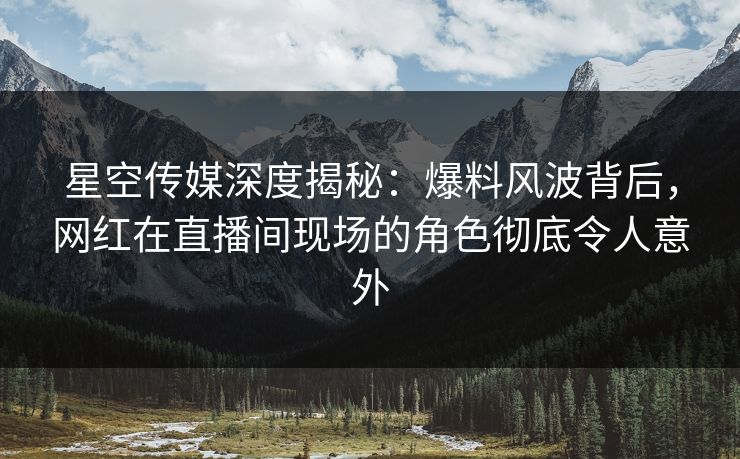 星空传媒深度揭秘:爆料风波背后,网红在直播间现场的角色彻底令人意外 星空传媒深度揭秘:爆料风波背后,网红在直播间现场的角色彻底令人意外
