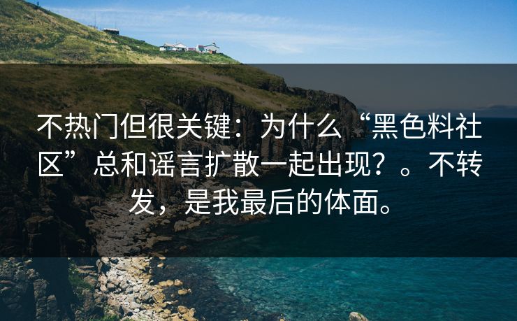 不热门但很关键：为什么“黑色料社区”总和谣言扩散一起出现？。不转发，是我最后的体面。